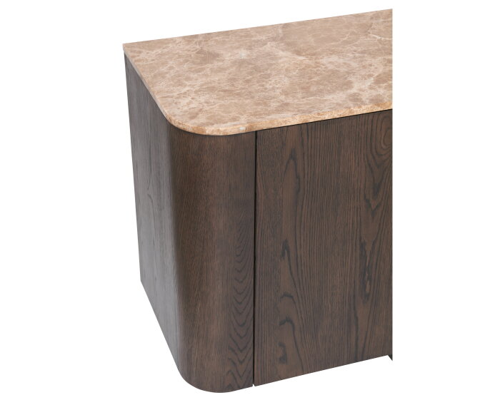 Dressoir Acro eikenhout 192 cm - Emperador marmer - Espresso bruin - Japandi