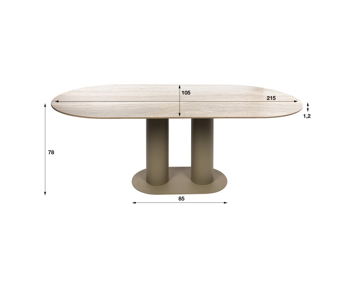 Eettafel Selvo 215 - 3D travertin zand