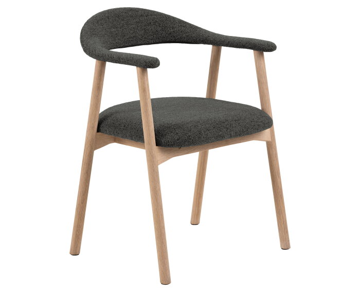 HSM Collection-Eetkamerstoel Ella Met Arm S/2-56x54x76-Grijs/White Wash-Stof/Eiken