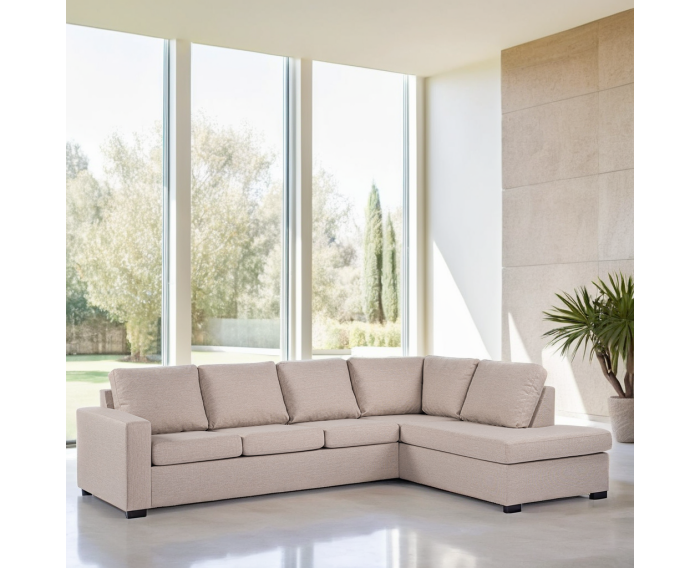 Hoekbank Eleven rechts By-OLAF – Stof Inari 22 Beige – Moderne 3-zits hoekbank - 285x199 cm
