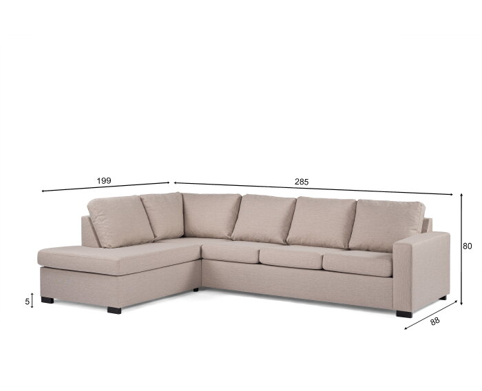 Hoekbank Eleven rechts By-OLAF – Stof Inari 22 Beige – Moderne 3-zits hoekbank - 285x199 cm