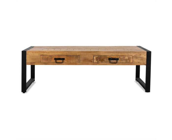 Salontafel mango metaal met 2 lades 120x60x45 cm