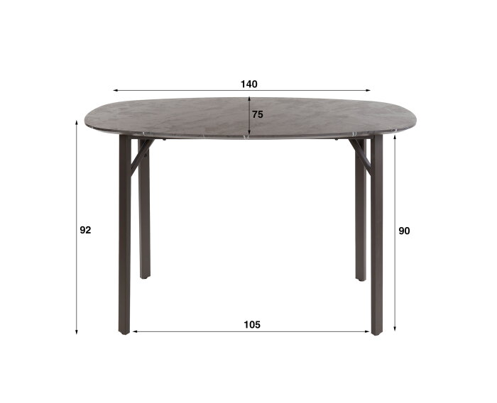 Bartafel Marquina deens ovaal 140x75 cm - marmerlook
