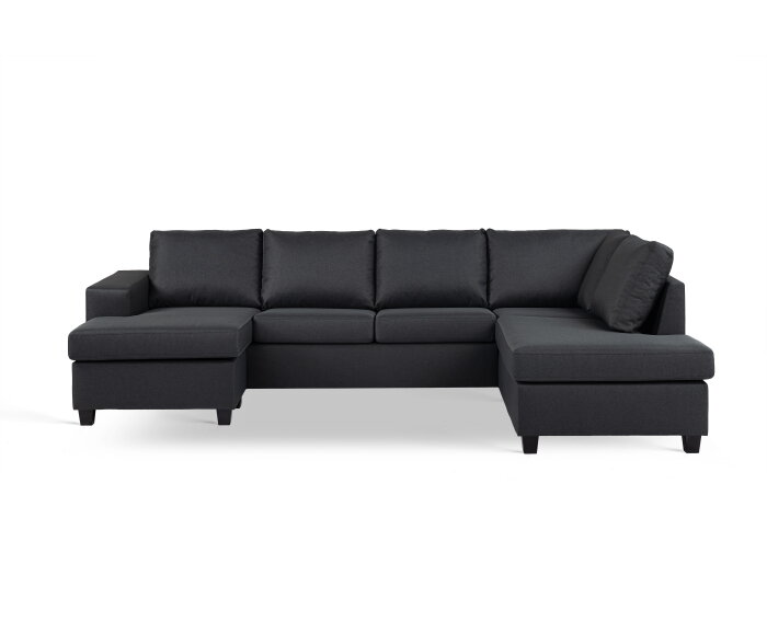 Hoekbank Malmo 3-zits hoek rechts - Antraciet - 280x198 cm