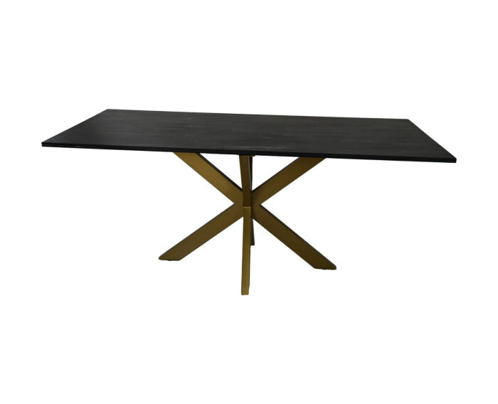 Eettafel rechthoekig marmer - 180x90x77 - Zwart/goud - Marmer/metaal