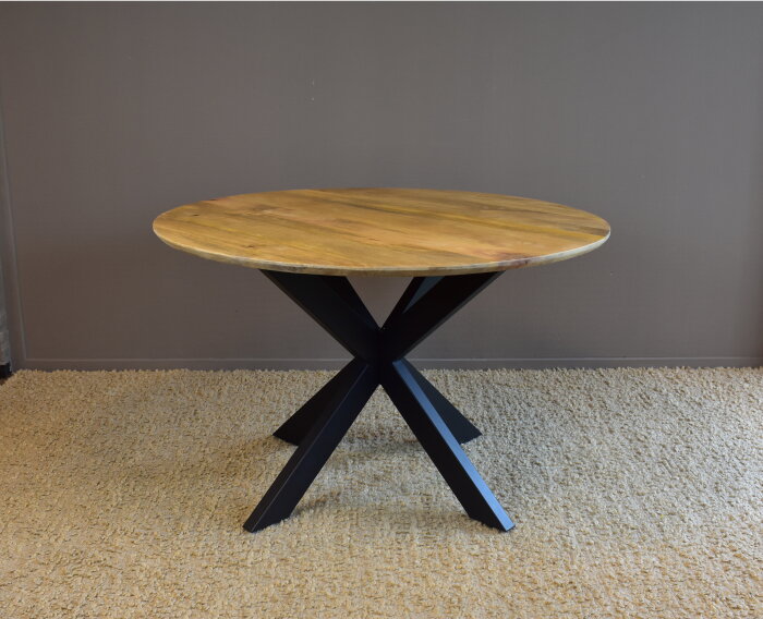 Eettafel paris rond mangohout facet rand Ø130 cm - Naturel | Meubelplaats