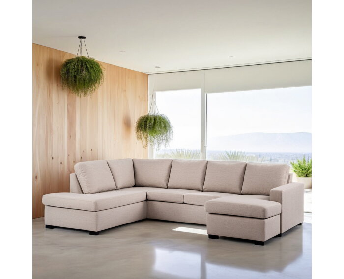 3 seater corner CL left, fabric Inari 22, I460 beige, Crazy A3D Inari 22 beige