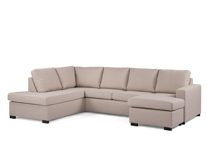 U-bank Eleven Links By-Olaf – Stof Inari 22 Beige – Ruime 3-zits met extra loungegedeelte – 285 x 199 cm