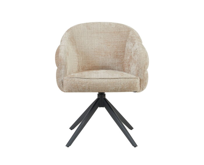 Eetkamerstoel Bella | Beige | Poot Black | Met armleuning