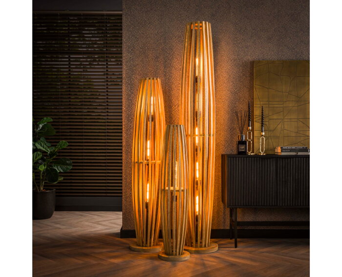 Vloerlamp 2L orbit - Massief mango naturel