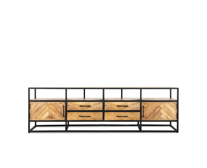 TV-Meubel Jax visgraat mangohout 200 cm - naturel