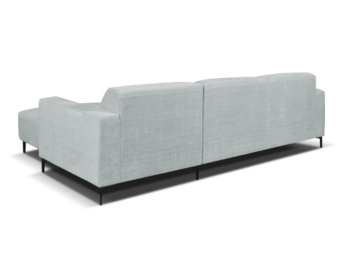 Hoekbank Nolan met Chaise Longue Rechts &ndash; Cremona Stof - Lichtgrijs - 275x150x84 cm