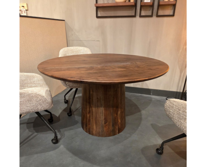 Eettafel Jade rond acaciahout &Oslash;130x77 cm - Bruin - Japandi