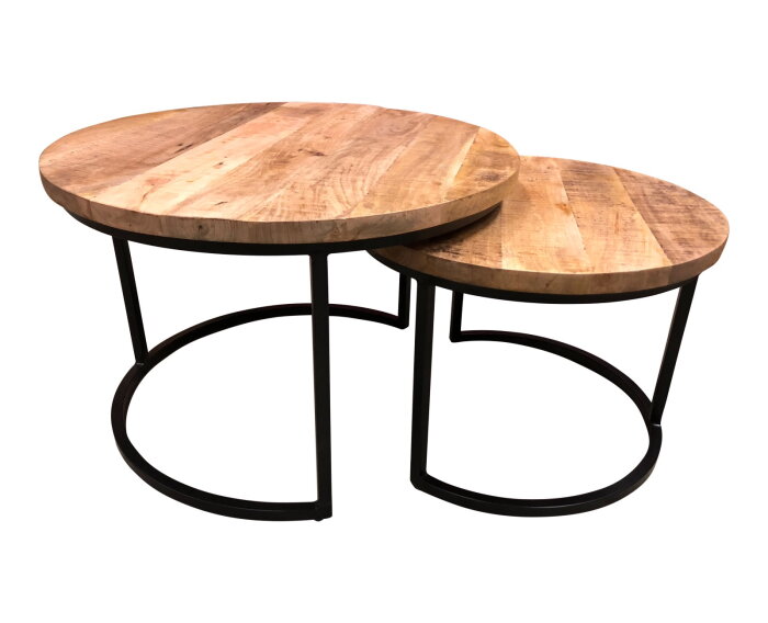 Ronde mango salontafel set met 3 cm dik blad kopen? Slechts € 198