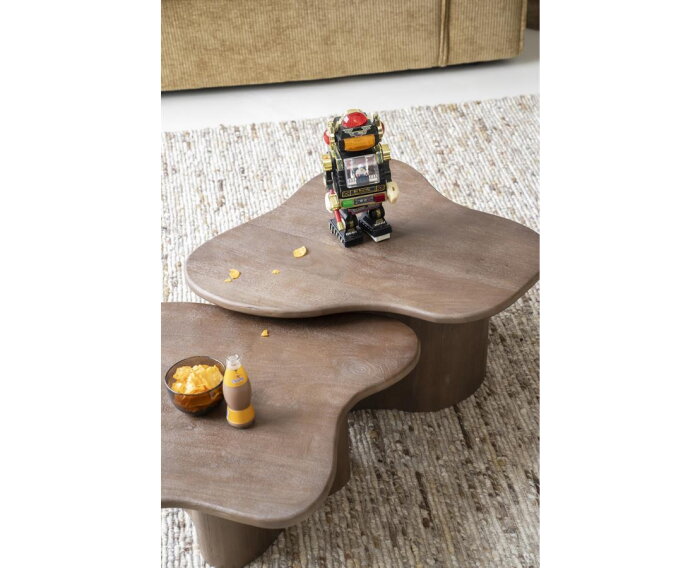 Salontafel Fall organisch set van 2 mangohout - Bruin | BY-BOO