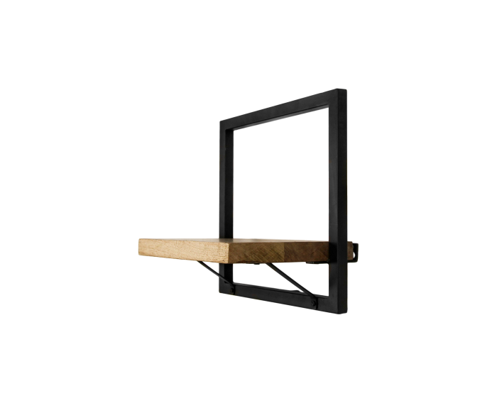 Wandplank Levels - 32x32 cm - mangohout/ijzer