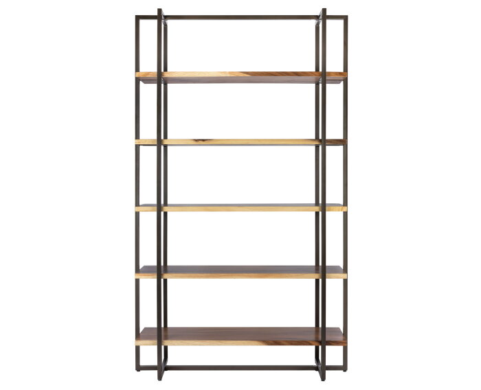 Bookrack Flare High, 5 open racks (Knock Down),220x130x40 cm, suar wood