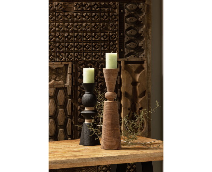 Prem Kandelaar Mango Hout Zwart - WOOOD Exclusive
