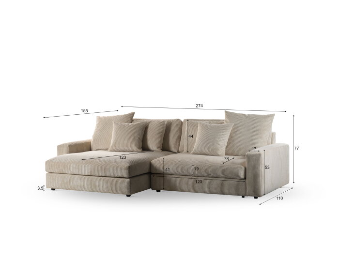 Hoekbank Jean Naturel 274 cm | By-Olaf