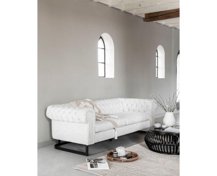 Coffee table Positano,35x&Oslash;90 cm, Black rattan, wooden top