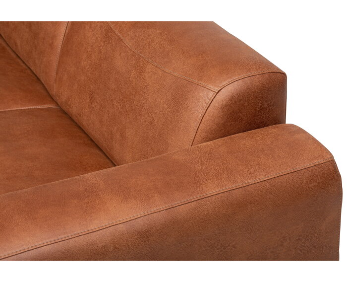 Hoekbank Bravino cognac - kentucky 09 lederlook &ndash; Ottomane links &ndash; 275x210 cm