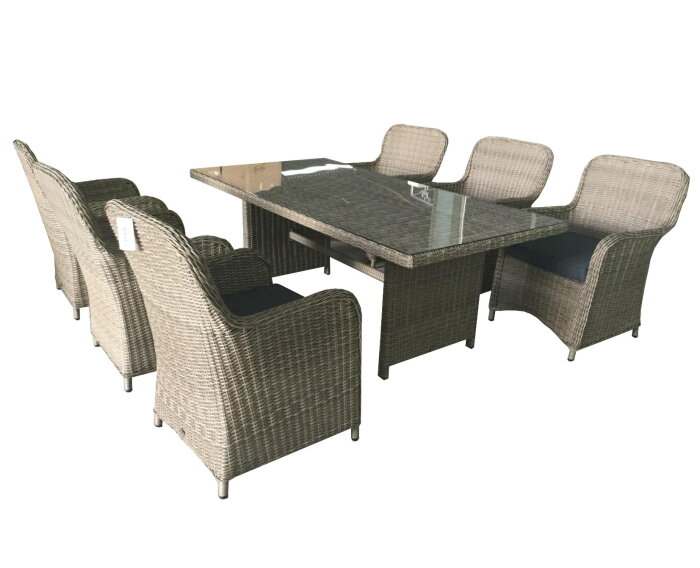 TOULOUSE DINING SET / SANDED BROWN - ROYAL RIBBON GREY