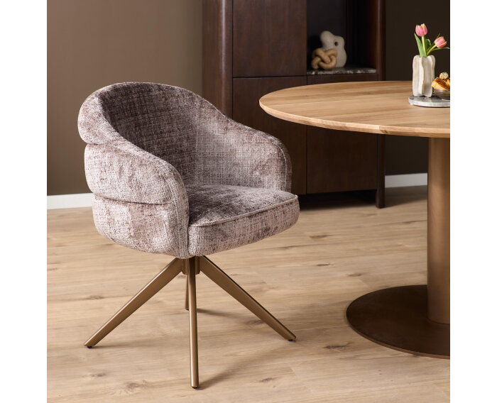 Eetkamerstoel Bella | Clay | Poot Bronze | Met armleuning