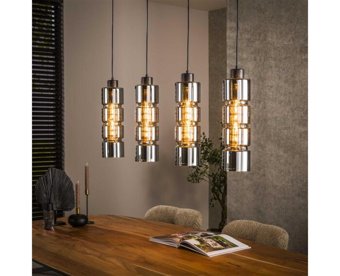 Hanglamp 4L cylinder glas - Artic zwart