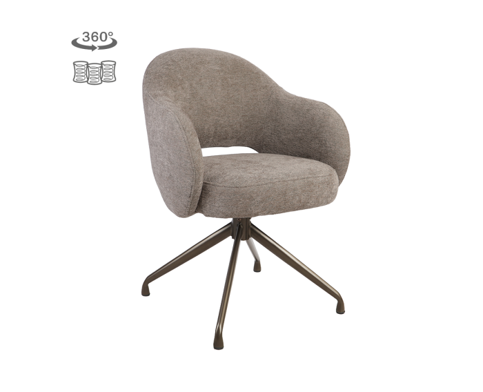 Tower Living eetkamerstoel Porto draaibaar Anodic - Toro 45 mocca