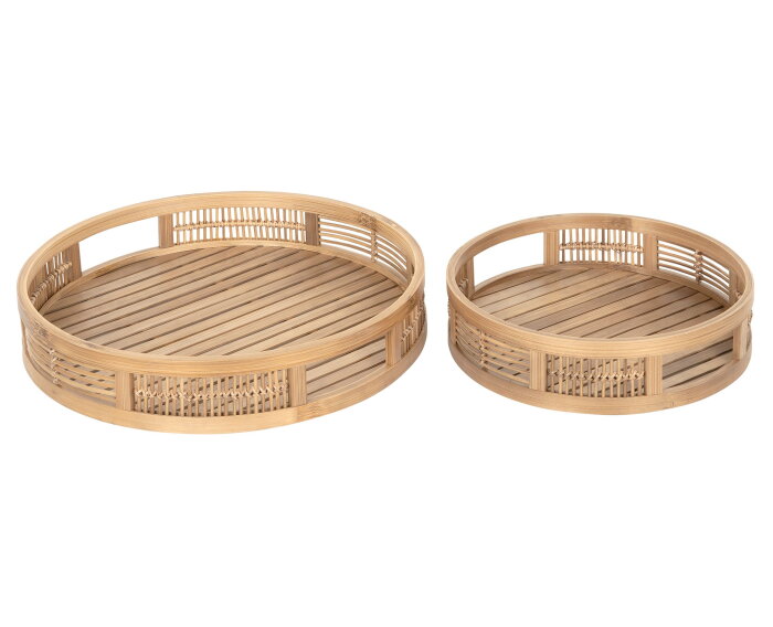 Tray Algarve round NATURAL, set of 2 - ORDER by 2 pcs,7x&Oslash;30 cm / 7x&Oslash;40 cm, Bamboo natural