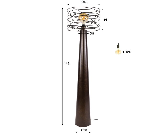 Vloerlamp Curl 1L - Urban bruin