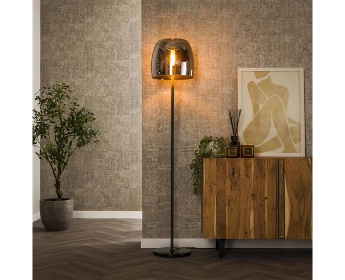 Vloerlamp 1L drift glass - Smoke grey glas