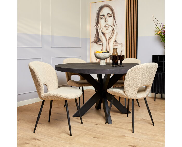 Eetkamertafel Denver Black | Rond | 120 cm