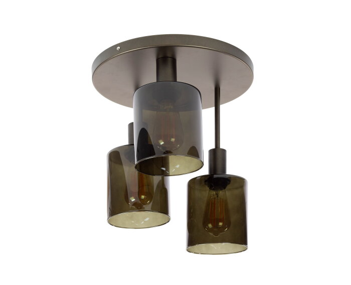 Plafondlamp Sepiora glas 3 lampen 35x35x40 cm- Hotel chique - Sienna bruin