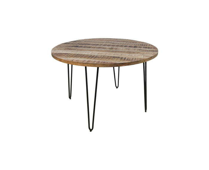 Eettafel Valencia - ø120 cm - Naturel/zwart - Mangohout/metaal