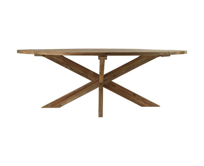 Eettafel tuin ovaal met kruispoot - 240x110x76 - Naturel - Oud teakhout