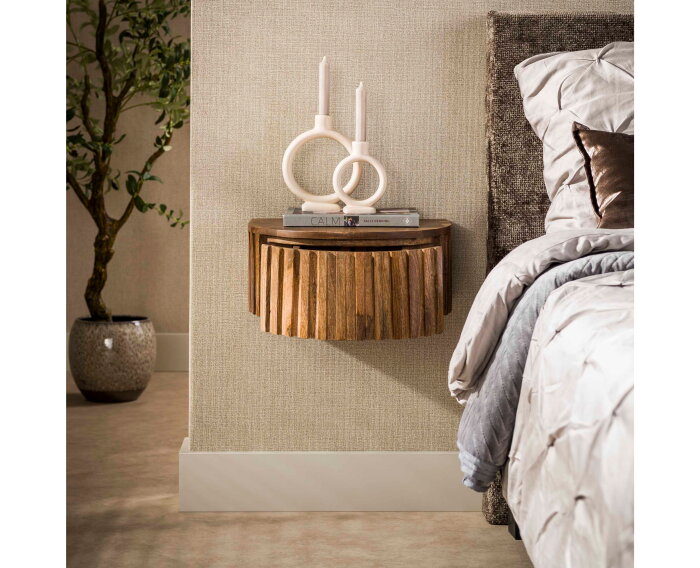 Nachtkastje Ridge zwevend 1L - Massief mango zand