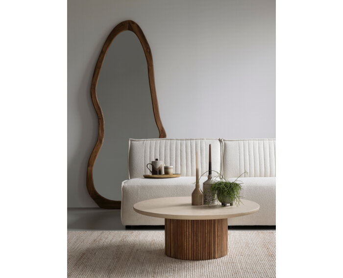 Coffee table Lagoon MORTEX round,35x&Oslash;90 cm, teakwood + mortex