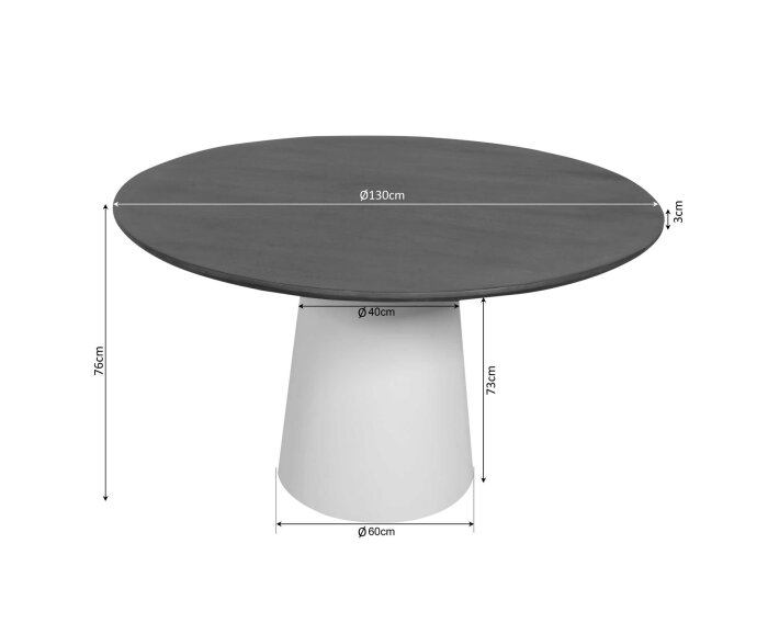 Eettafel Madison Natural | 130 cm | Kolom Poot