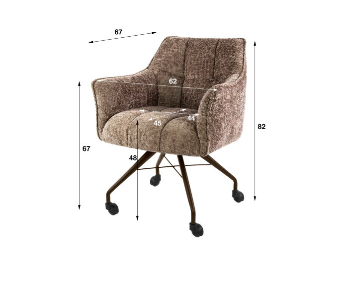 Armstoel Raster wieltjes VPE2 - Hoven champagne - brons