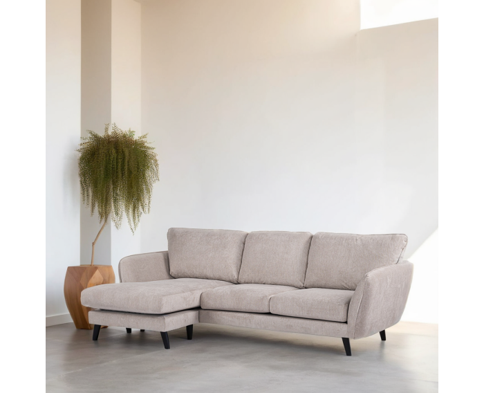 By-Olaf Hoekbank Orion Links met Chaise Longue – Beige Stof Orinoco 23 – 254x154 cm