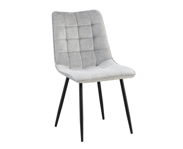 Combideal Leonardo: ronde eettafel Mangohout 120 cm met 4 Leonardo eetkamerstoelen - Stof perfect harmony - Lichtgrijs