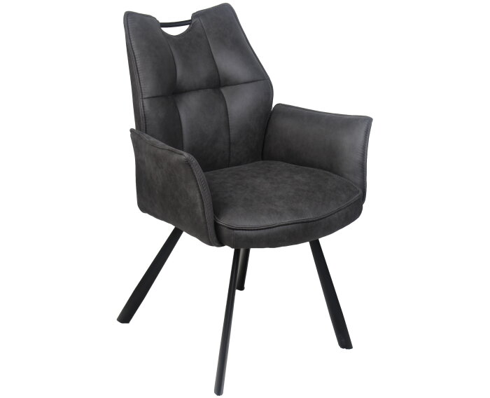 Eetkamerstoel Felien met armleuning Microleder - antraciet
