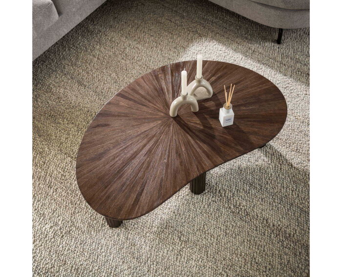 Salontafel 110cm niervormig Maya teak - Teak rust brown