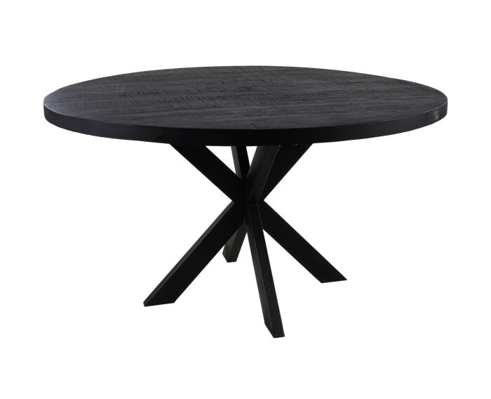 Ronde eettafel Melbourne - ø130x76 - Zwart - Mangohout/ijzer