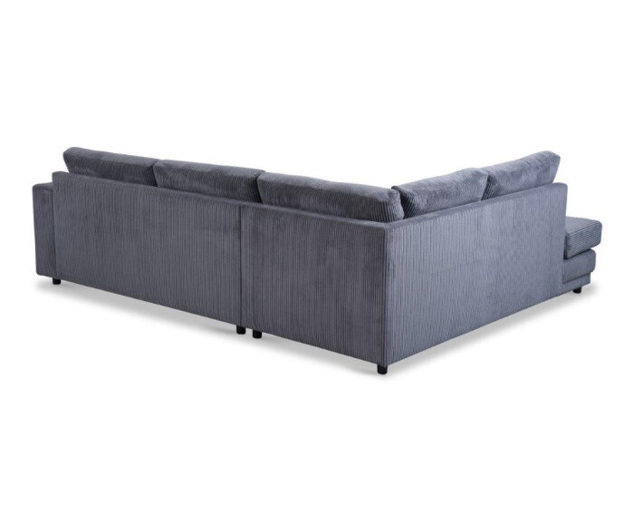 Hoekbank Livaro Antraciet - Zoom 21 Ribstof &ndash; Ottomane links &ndash; 261x204 cm