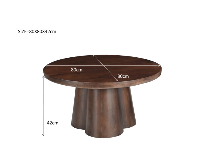 Salontafel Brix Clubs rond mangohout 80 cm - Bruin