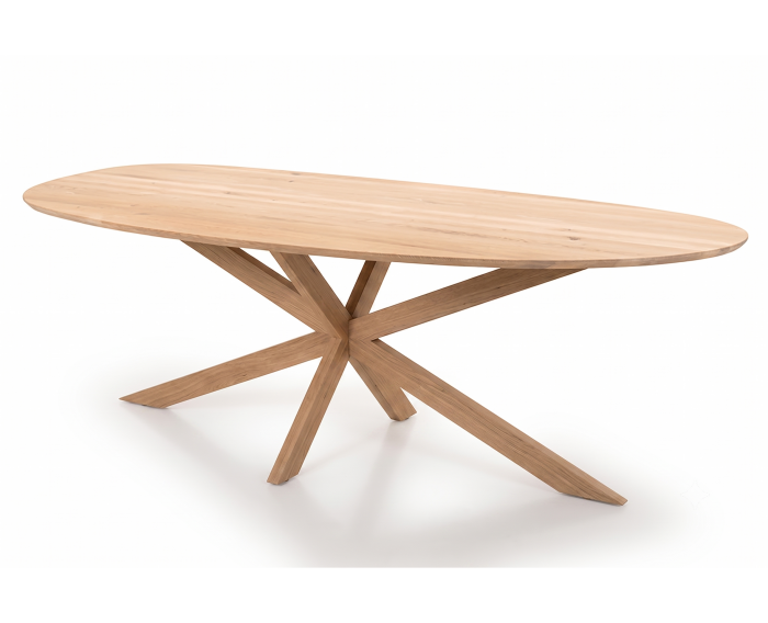 Eettafel Vienna organisch eikenhout - houten spinpoot - 160x100 cm
