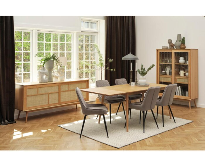 Eettafel Barrali rechthoekig - eikenfineer naturel - 150x90x75 cm - uitschuifbaar