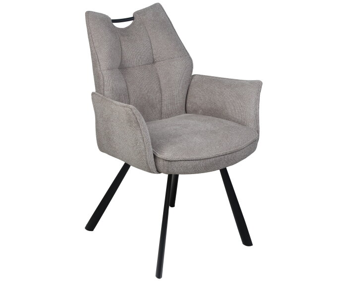 Eetkamerstoel Felien met armleuning Chenille - Bruin